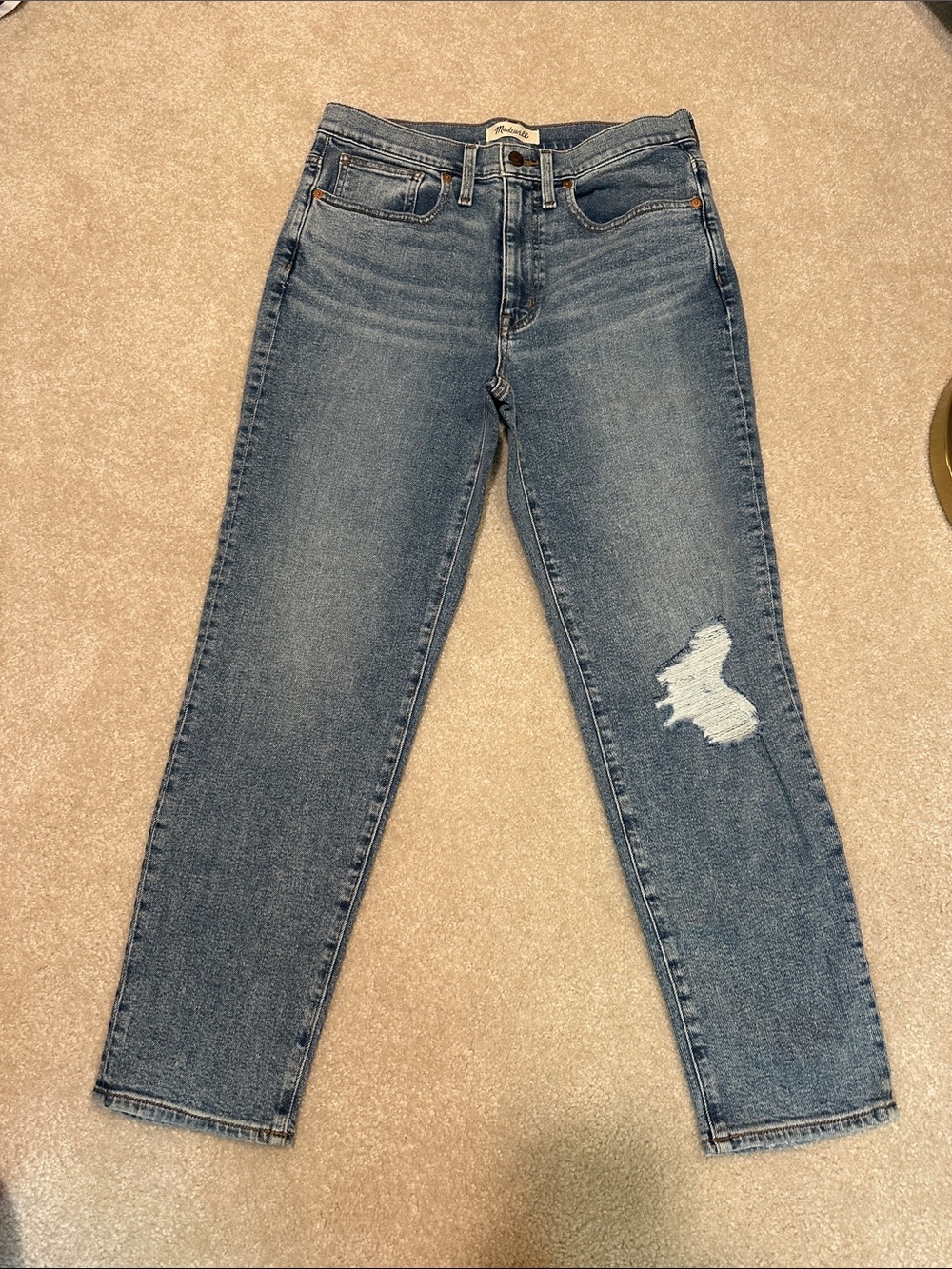 Madewell Straight-Leg Distressed Jeans — Blue